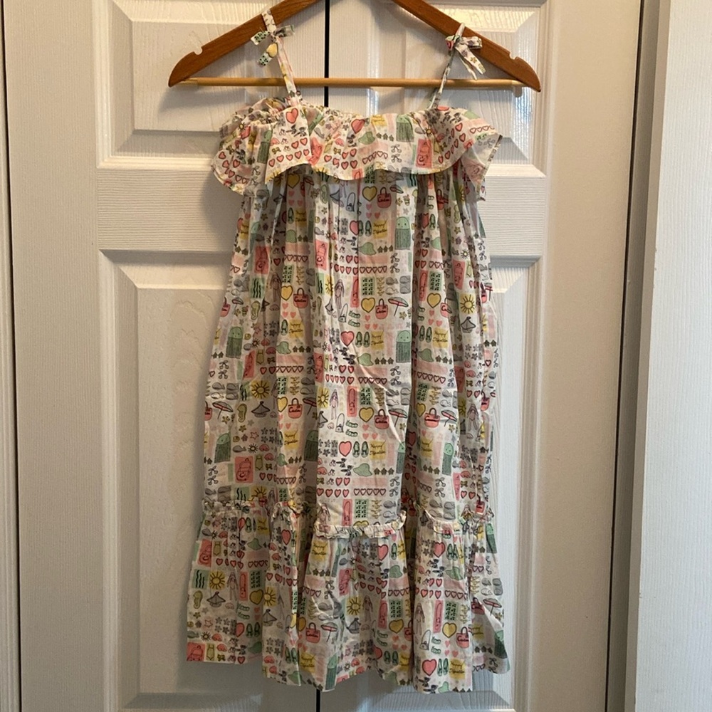 Bonpoint White Cotton Sundress with Multicolor Print